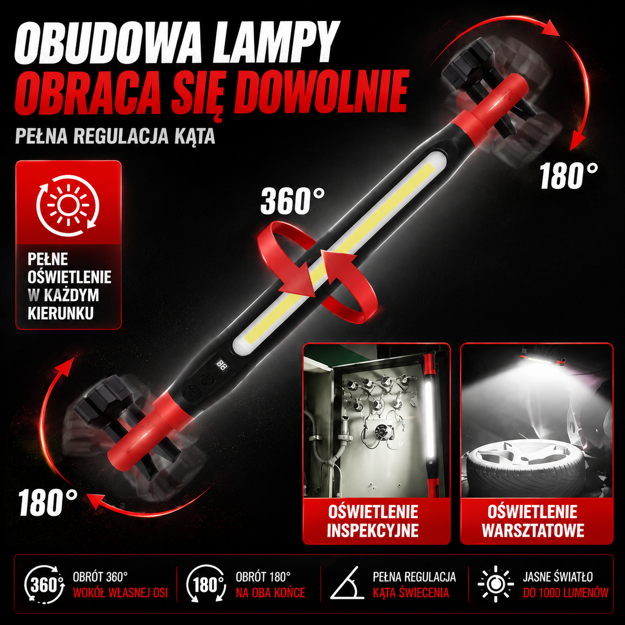 Magnetyczna lampa obrotowa 360 MotGrip™