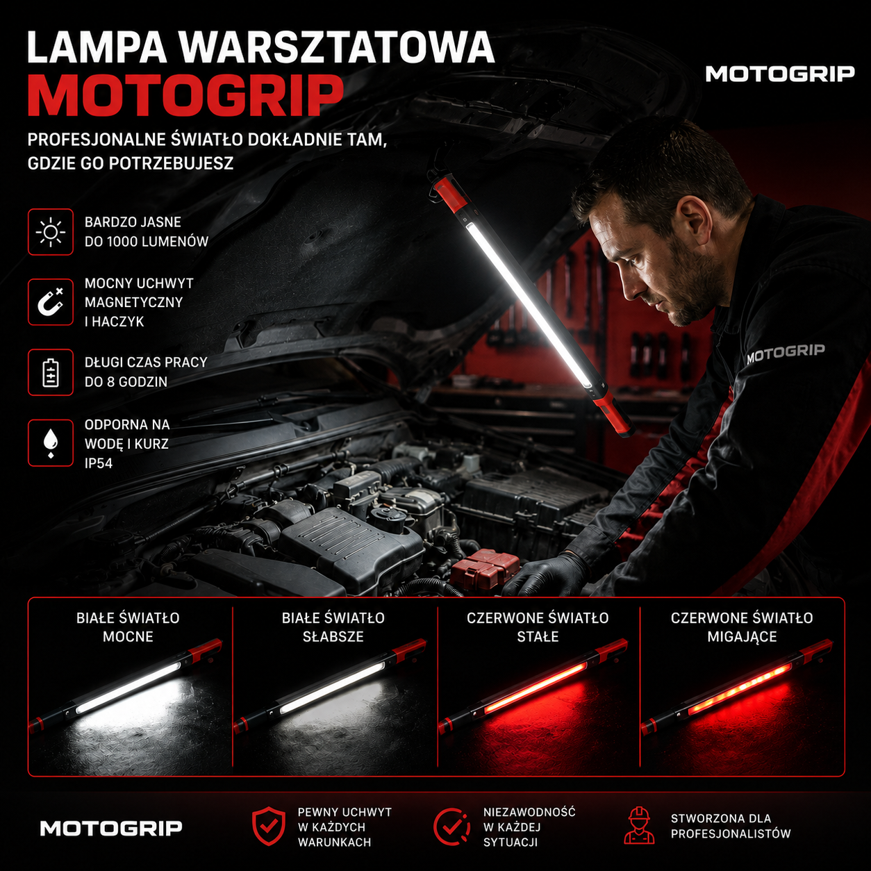 Magnetyczna lampa obrotowa 360 MotGrip™