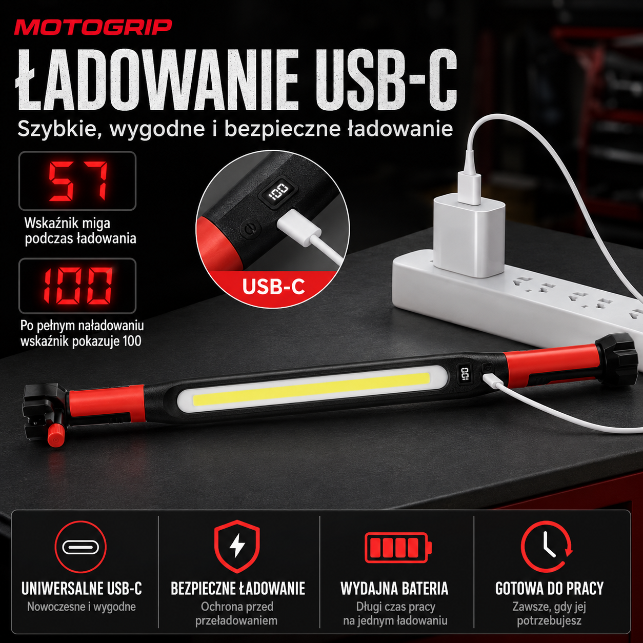 Magnetyczna lampa obrotowa 360 MotGrip™